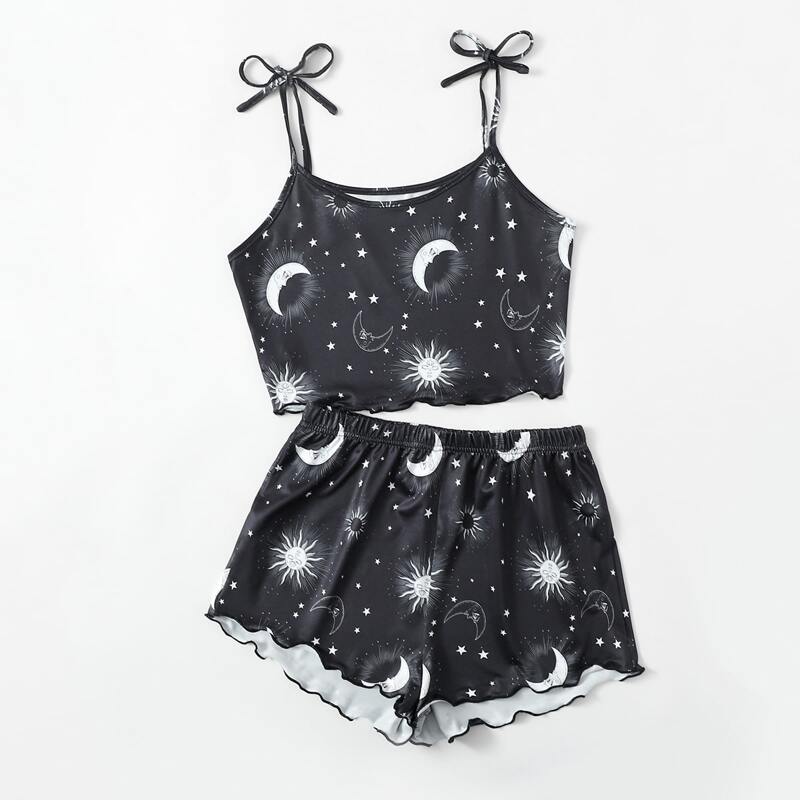 

Sun & Moon Graphic PJ Set, Black