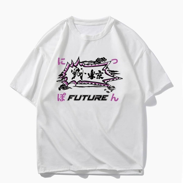 

Men Japanese Letter Graphic Drop Shoulder Tee, White