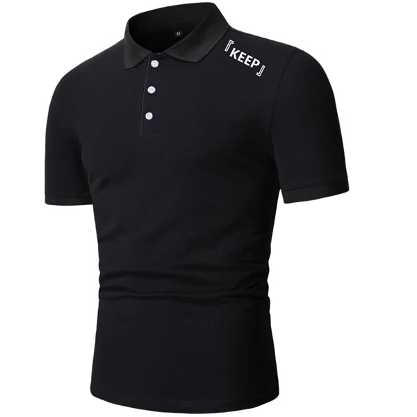 

Men Letter Graphic Polo Shirt, Black