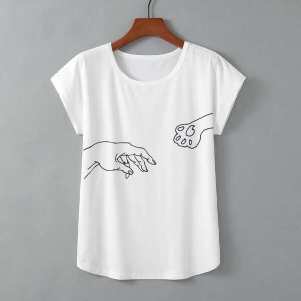 

Hand Print Tee, White
