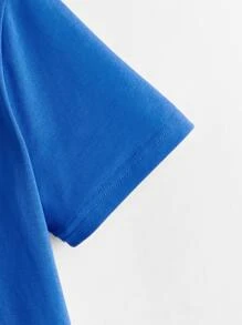 SHEIN Cậu bé Tween In kính râm Áo thun - Màu xanh lam - Xem 4