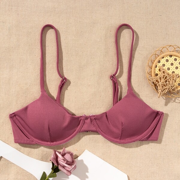 

Топ бикини в рубчик на косточках, Цвет красного дерева