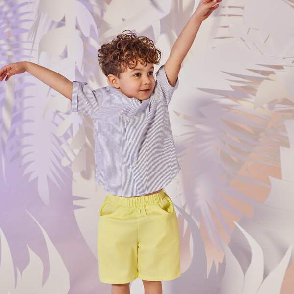 

Toddler Boys Striped Roll Up Sleeve Top & Shorts Set, Multicolor