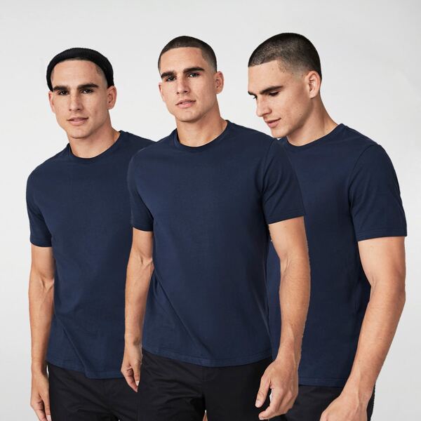 

Men 3 Pack Round Neck Tee, Navy blue