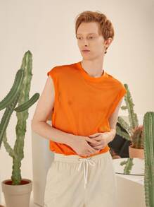 Manfinity Men Neon Orange Mesh Tank Top - Orange - View 7