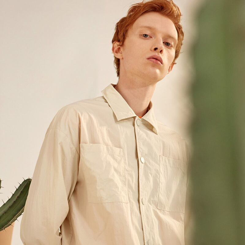 

Guys Single Breasted Patch Pocket Jacket, Beige