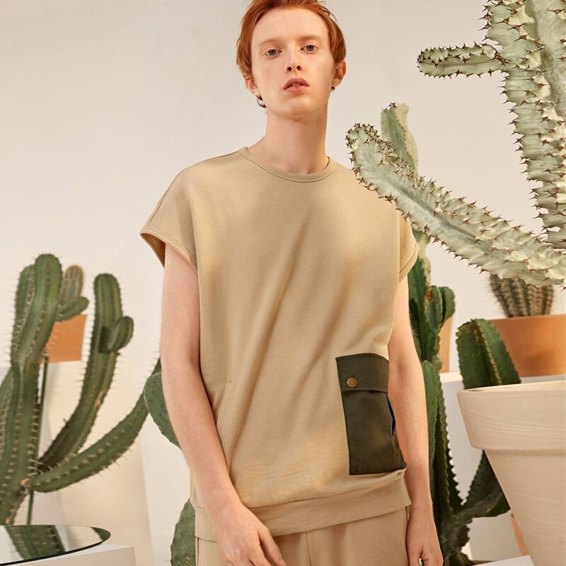 

Guys Flap Pocket Pullover & Sweat Shorts Set, Khaki