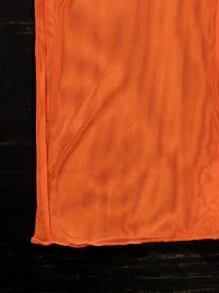 Mesh Ruffle Trim Cover Up Pants, For Summer Beach Vacation - Orange - View 4