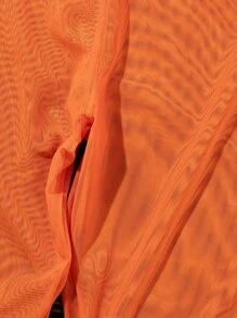 Mesh Ruffle Trim Cover Up Pants, For Summer Beach Vacation - Orange - View 6