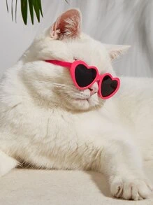 PETSIN 1pair Heart Pet Glasses, Pet Funny Heart Glasses - Hot Pink - View 1