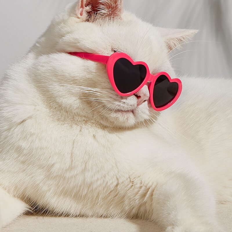 

1pair Heart Pet Glasses, Hot pink