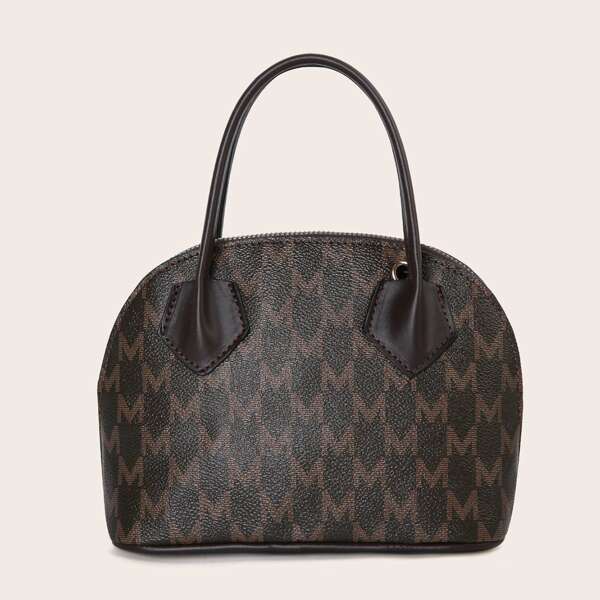 

Double Handle Dome Bag, Coffee brown