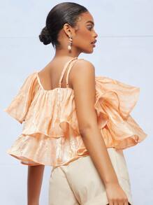SHEIN Asymmetrical Hem Ruffle Layered Hem Top