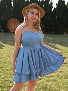 Vestido mezclilla de tirantes bajo a capas - Lavado ligero - Ver 5