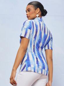 SHEIN BAE 紮染鏤空單排扣襯衫