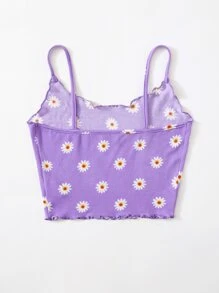 Soleia Floral Lettuce Trim Cami Top