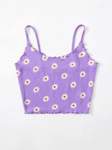 Soleia Floral Lettuce Trim Cami Top