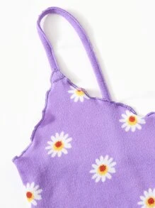 Soleia Floral Lettuce Trim Cami Top