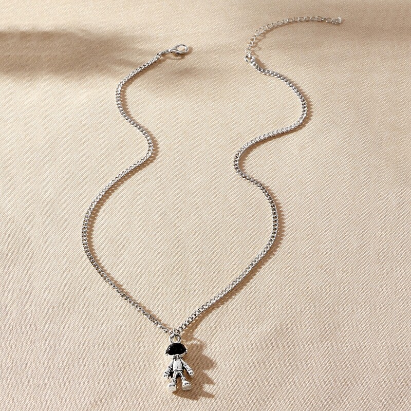 

Cartoon Astronaut Pendant Necklace, Silver