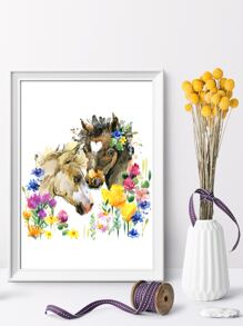 Horse Print Unframed Painting - White - View 1