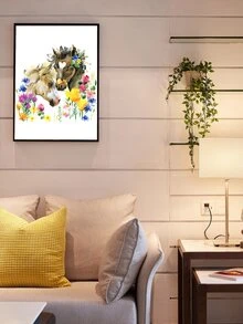 Horse Print Unframed Painting - White - View 3