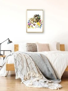 Horse Print Unframed Painting - White - View 4