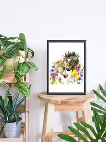 Horse Print Unframed Painting - White - View 7