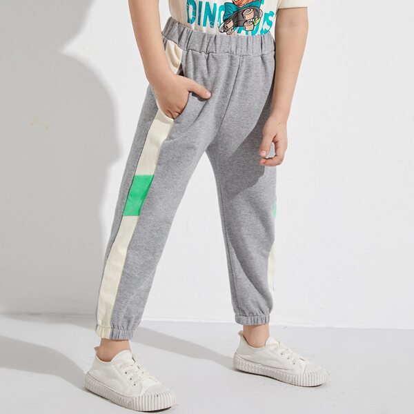 

Toddler Boys Contrast Panel Sweatpants, Light grey