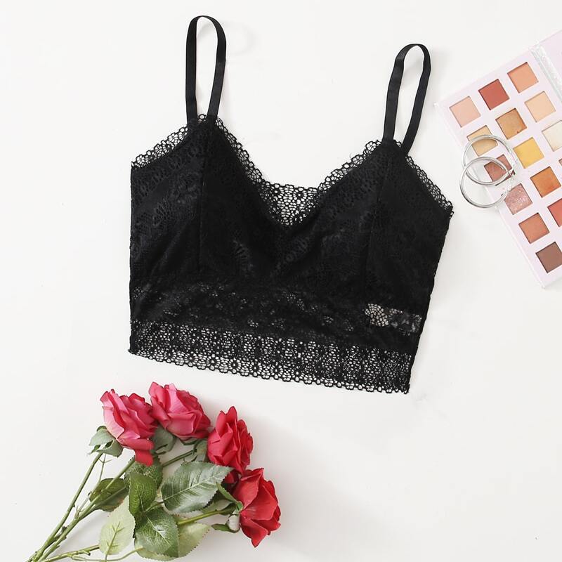 

Floral Lace Bralette, Black
