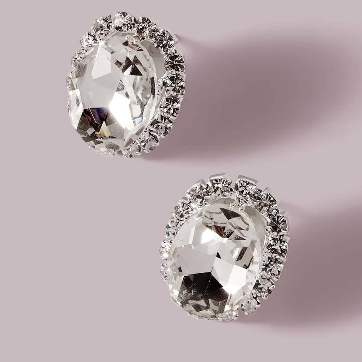 

Rhinestone Stud Earrings, Silver