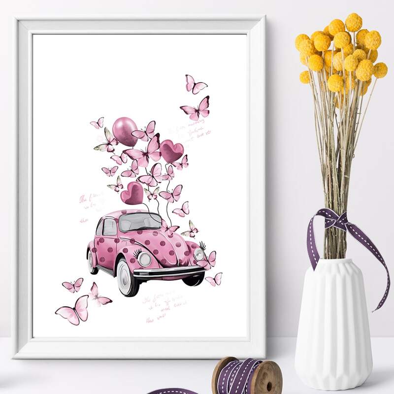 

Car Print Unframed Painting, White