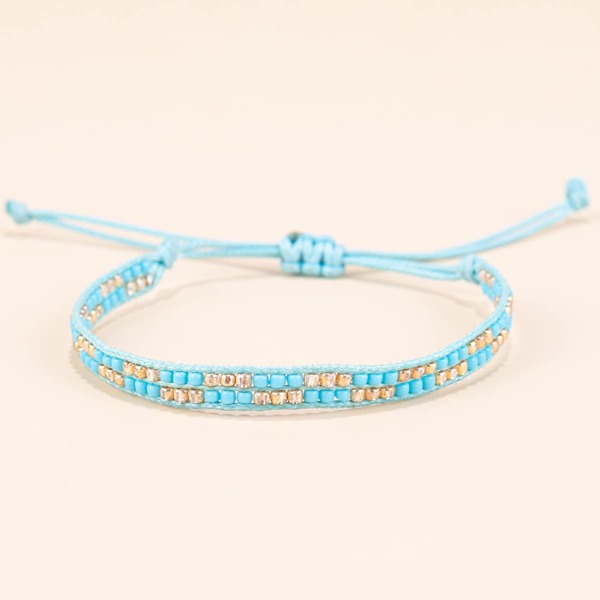 

Colorful Beaded String Bracelet, Blue
