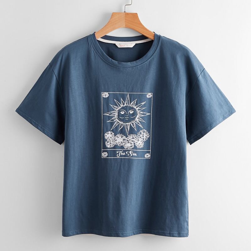 

Letter Sun Graphic Tee, Dusty blue