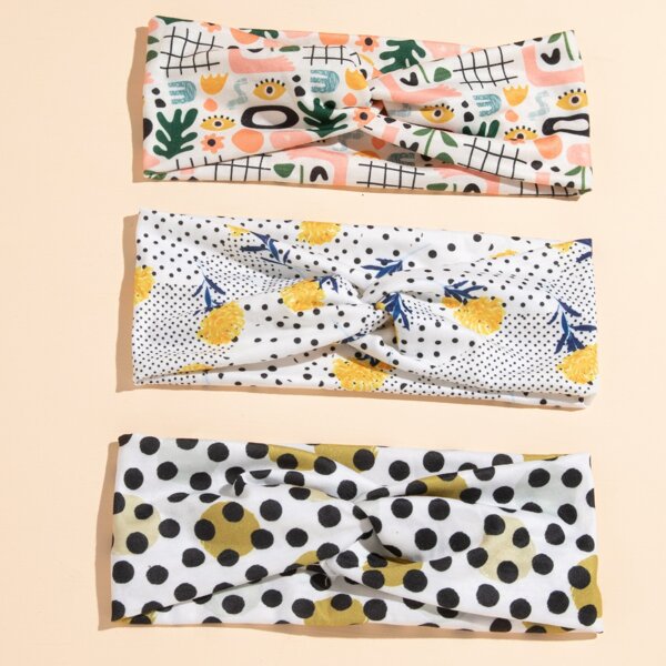 

3pcs Polka Dot Pattern Hair Band, Multicolor