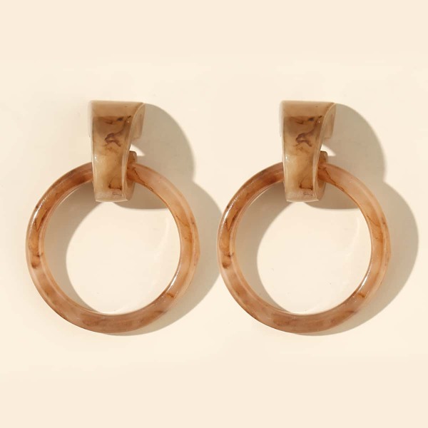 

Circle Drop Earrings, Coffee brown