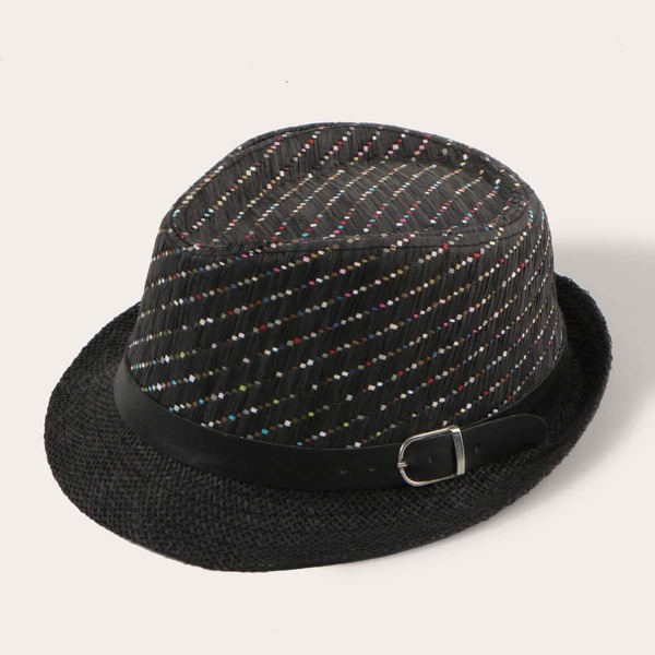 

Boys Belt Decor Hat, Black
