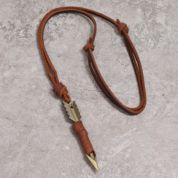 

Men Arrow Charm Necklace, Brown