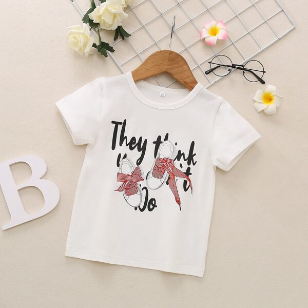 

Toddler Girls Slogan & Cartoon Graphic Tee, White