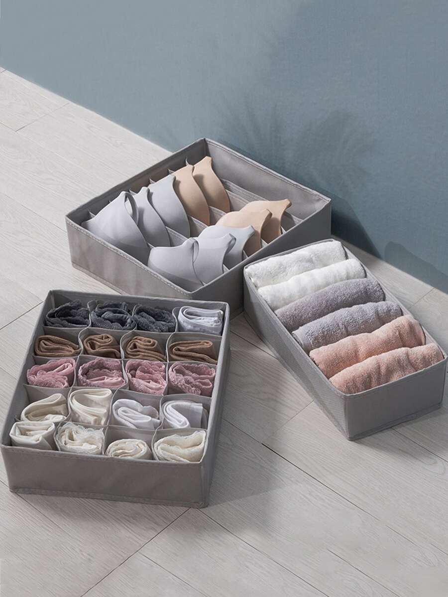3入組內衣收納盒套裝 - 灰色 - 查看 1
