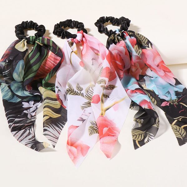 

3pcs Ditsy Floral Pattern Scrunchie Scarf, Multicolor