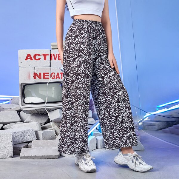 

Allover Floral Print Wide Leg Pants, Multicolor