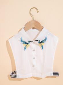 Chim thêu diềm cổ áo - trắng - Xem 1