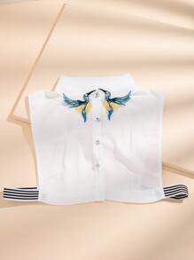 Chim thêu diềm cổ áo - trắng - Xem 3