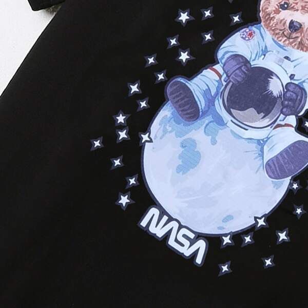 

Toddler Boys Bear And Letter Graphic Tee, Black