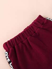 Bộ thời trang bé gái Gân đan Lá thư Thể thao - Màu Đỏ Sâu - Xem 4