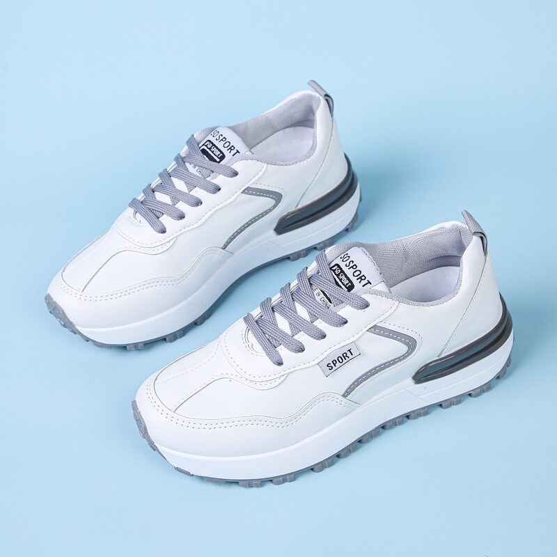 

Colorblock Strap Lace-up Sneakers, White