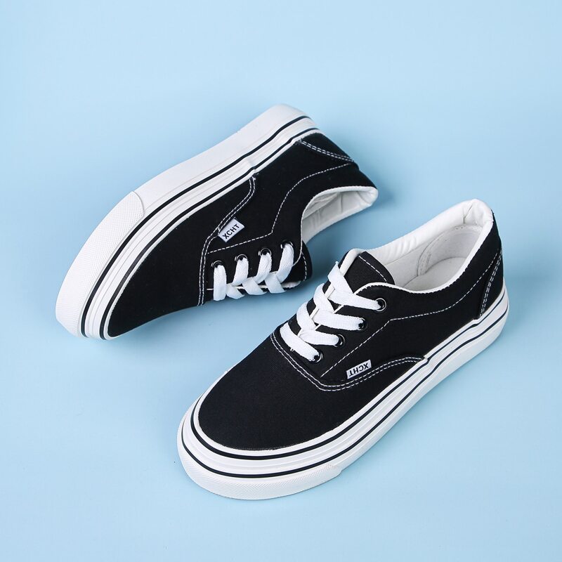 

Top Stitch Canvas Sneakers, Black