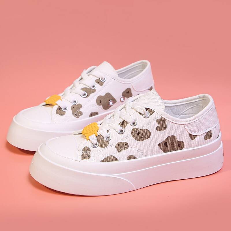 

Colorblock Lace-up Canvas Sneakers, White