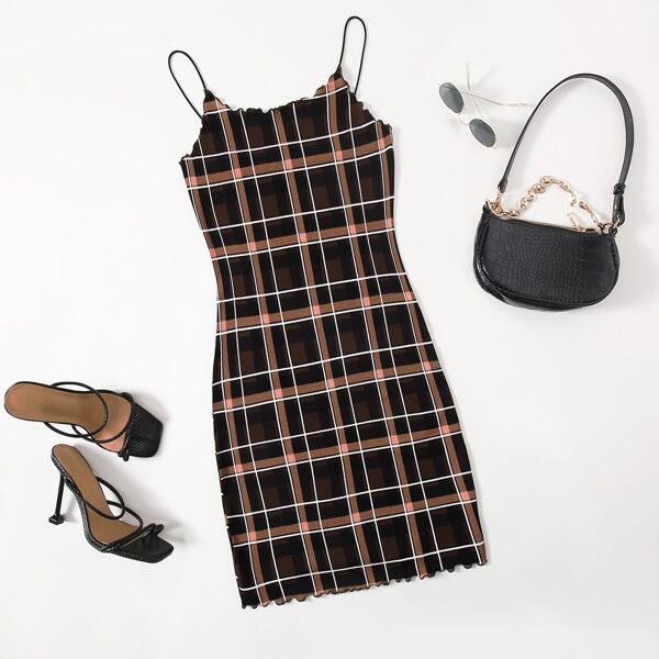 

Plus Plaid Cami Bodycon Dress, Multicolor