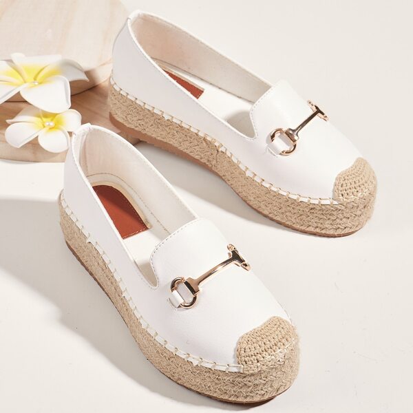 

Cap Toe Espadrille Flatform Shoes, White